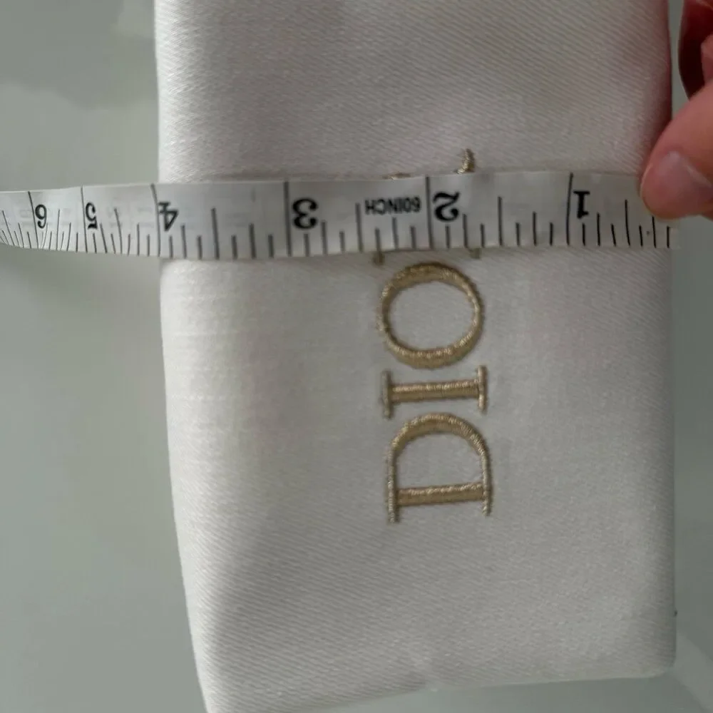 Dior Makeup Bag - white with gold embroidered logo